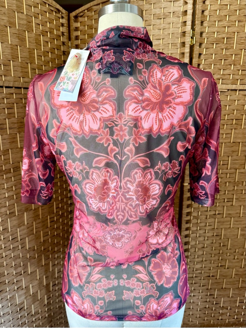 NWT Johnny Was mesh mock neck top M - Picture 5 of 10